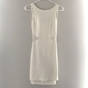 White Zara bodycon dress with sheer cutouts